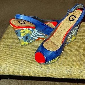 Medium Blue Open Toe Sandal by Guess..  8 1/2